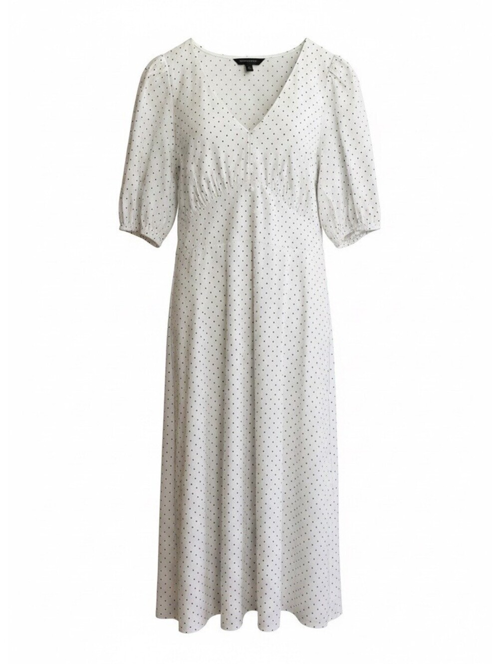 NWOT Banana Republic Size 4 White with Tiny Black Polka Dot Dress Mide Length